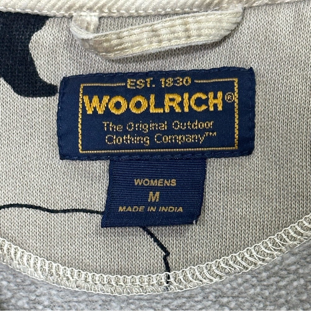 Woolrich Vintage Black Bear Buttoned Cotton Beige Collared Sweatshirt Jacket - Picture 6 of 13